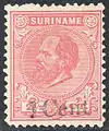 Suriname, 1873: A private speculative surcharge.