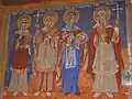 A 15th century fresco depicting Saint Kyriaki (Nedela) on the right in Pobožje, North Macedonia.