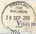 Exit stamp issued at Mhlumeni in an Israeli passport