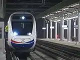 A high-speed train at the station.