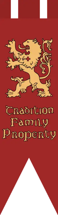 Rampant lion on a red standard