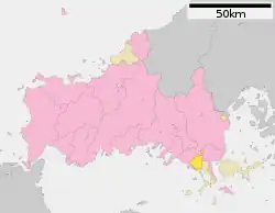 Location of Tabuse in Yamaguchi Prefecture