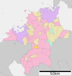 Location of Tachiarai in Fukuoka Prefecture