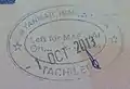 Exit stamp issued at Tachileik, note that the stamp specifically names Mae Sai as destination
