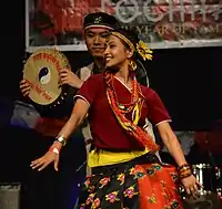 A couple performing Tamang selo dance