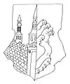 The in 1605 to Carsten Tanche in Haderslev attributed coat of arms.Unknown drawer