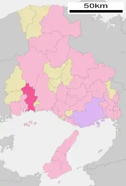 Location of Tatsuno in Hyōgo Prefecture