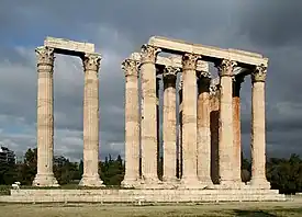 The ruins of the Temple of Olympian Zeus from Athens