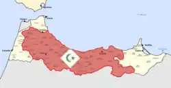 Territory of Spanish Morocco under control of the Rif Republic (outlined in red)[citation needed]
