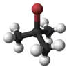 Ball and stick model of tert-butyl bromide