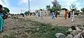 Local athletes playing volleyball۔
