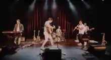 The 502s performing live in 2021.  (left to right: Matthew Tonner, Ed Isola, Sean Froehlich, Joe Capati, Nicholas Dallas)