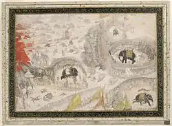 A mid-17th century painting of the Battle of Samugarh between the three sons of Shah Jahan