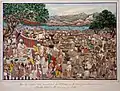 Langar taking place at the camp of Bir Singh Naurangabad, Punjab, ca.1850.