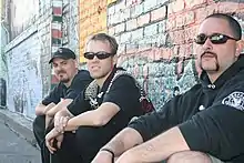 The Cooters, in San Francisco, California, 2008. Left to Right: Gentry Webb (guitar), Newt Rayburn (bass and vocals), Mikey Namorato (drums).