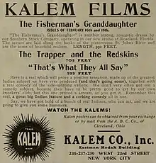 Advertisement for The Fisherman's Granddaughter, 1910.