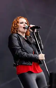Van Giersbergen performing with The Gentle Storm in 2015