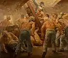 The Scuffle Below (1918) oil on canvas, 24-inch. x 28-inch.