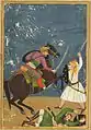 Indian warriors fighting with talwars, 17th century.