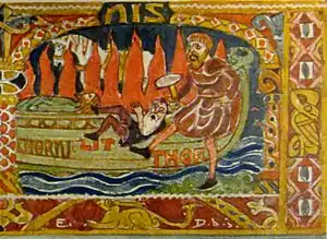 Image 36Thor kicks Litr onto Baldr's Hringhorni, illustration by Emil Doepler (ca. 1905) (from List of mythological objects)