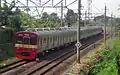 Former Tokyu 8500 series EMU set 8610 on an afternoon commuter service in Indonesia, September 2016
