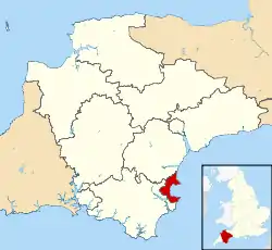 Torbay shown within Devon and England