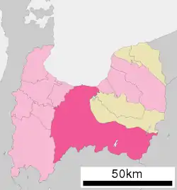 Location of Toyama in Toyama Prefecture