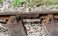 Track joint and chairs (with fishplate spanning ties)