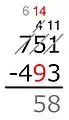 14 − 9 = 5