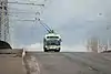 A Minsk trolleybus on the bridge over the vulica Vaŭpšasava, 2011.
