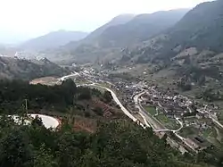 Nanjiang Village, a section of the "Great Wall of Tulou" in the Nanxi Valley