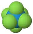 Ball-and-stick model of tungsten hexafluoride