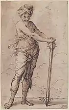 Turbaned Warrior Holding a Mace (13.2 x 8.2&nbsp;cm.), Metropolitan Museum of Art