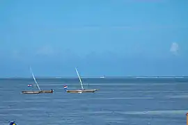 trimarans in the lagoon at Nyali.