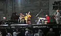 Ravi Coltrane with McCoy Tyner, Christian McBride, Roy Haynes and Michael Brecker performing at the Newport Jazz Festival on August 14, 2004.