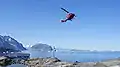 Air Greenland Bell 212 approaching the heliport from the south