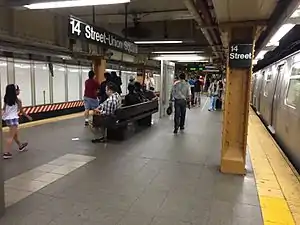 A view of passengers on the Canarsie Line platform