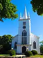 Unitarian Church at Uxbridge where Judge Henry Chapin, three term Worcester Mayor, delivered a famous 1864 published historical address. Judge Chapin was as a prominent Unitarian Church leader in Massachusetts. This church was prominent in the Industrial period of this community.