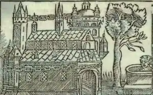Image 10Image showing the sacred tree to the right of the temple, from Olaus Magnus' Historia de Gentibus Septentrionalibus (1555). To the right of the tree is a depiction of a man being sacrificed in the spring (from List of mythological objects)