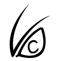 A word iconograph of the initials VDC as an eye.