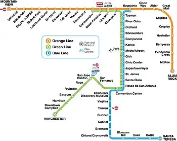 VTA light rail system map