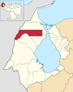 Location of Jesús Enrique Lossada in Zulia and Venezuela
