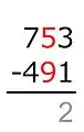 5 − 9 = ... The minuend (5) is too small!