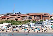 A large conferene centre, situated behind a beach