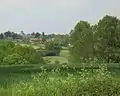 Thorpe Abbotts, with All Saints, from s. across Waveney valley