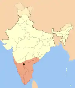 Extent of Vijayanagara Empire, around 1520 CE