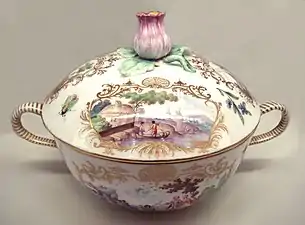 Vincennes soft porcelain with rocaille design and a Chinese scene (1749–50)