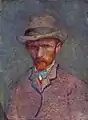 Self-Portrait with Grey Felt Hat, March/April 1887, Oil on pasteboard, 19 × 14&nbsp;cm, Van Gogh Museum, Amsterdam (F296)