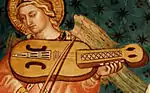 Angel with viola a chiavi ('keys'), Cappellina di Palazzo Pubblico, Siena, Italy. Fresco by Taddeo di Bartolo, 1408.
