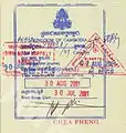 Pre-sticker visas together with older type of passport stamps at Siem Reap International Airport